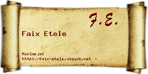 Faix Etele névjegykártya